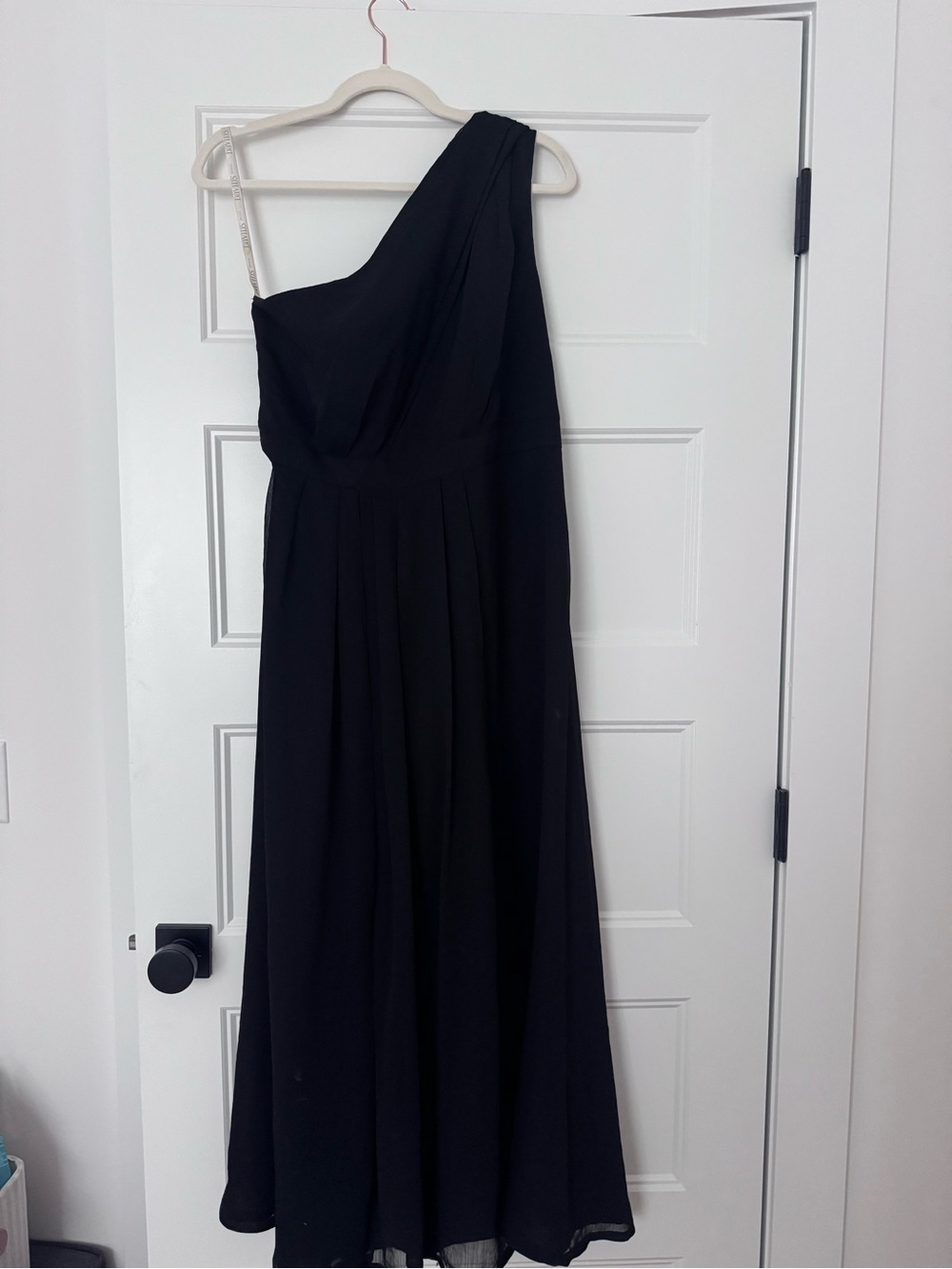 David's Bridal One-Shoulder Black Evening Gown